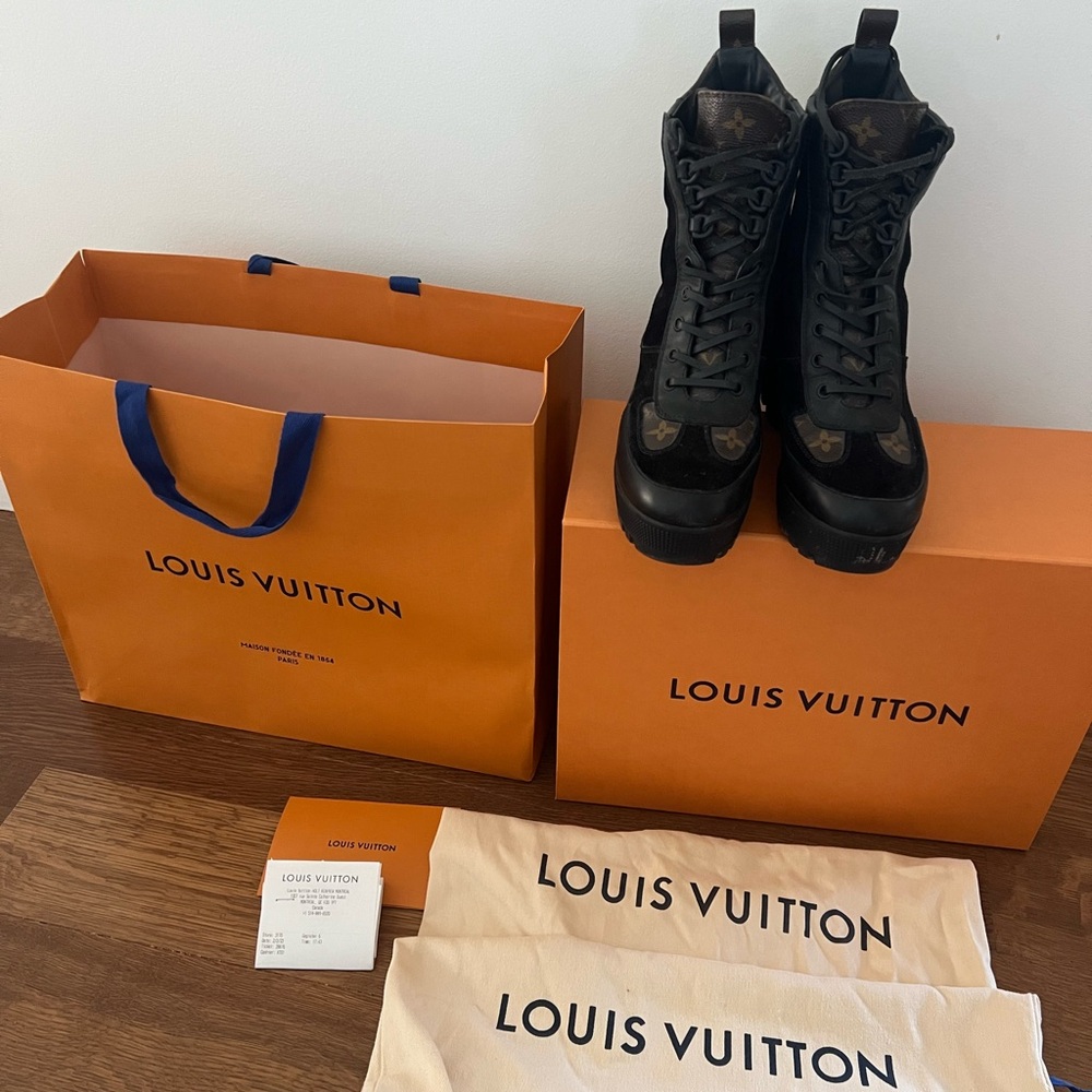 Louis Vuitton Black and Brown High-Top Boots